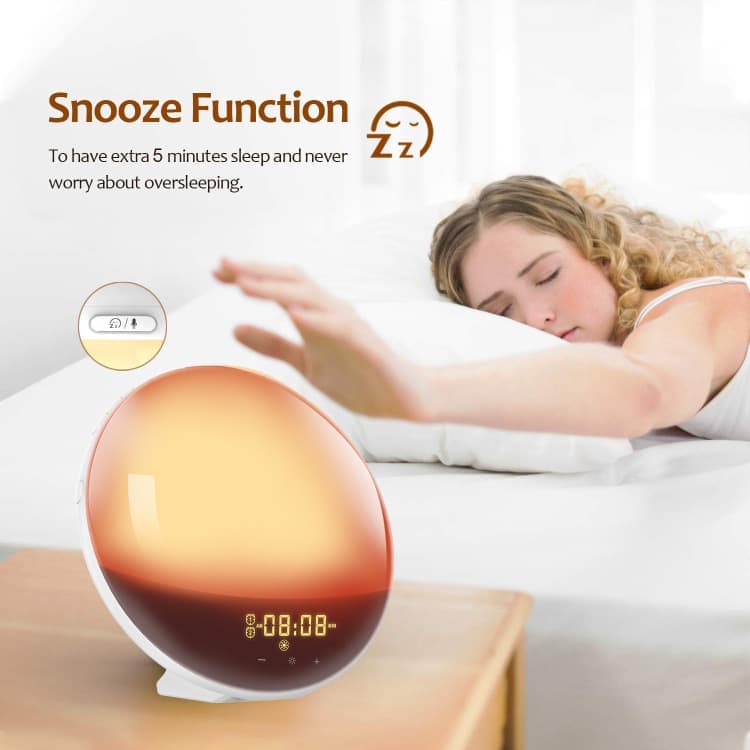 1 Pack Wake Up Light Alarm Clock with FM Radio and Sunrise Sunset Simulation - Image 7