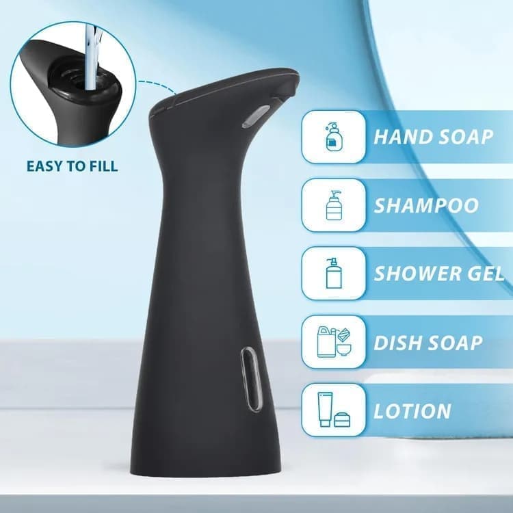 Automatic Touchless Soap Dispenser for Liquid Soap, Black - Image 2