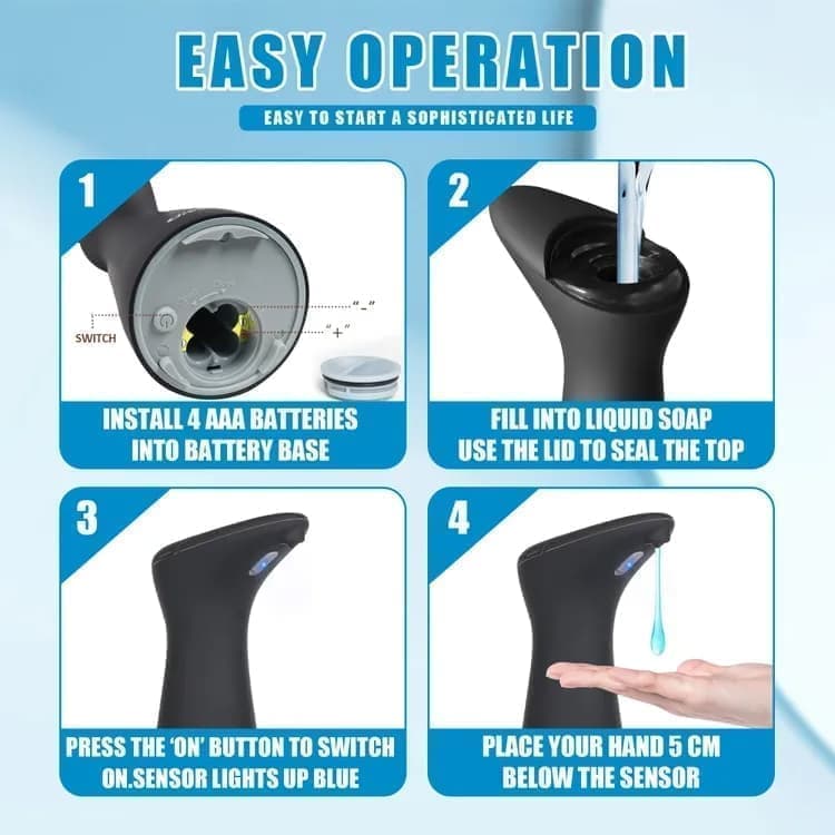 Automatic Touchless Soap Dispenser for Liquid Soap, Black - Image 4