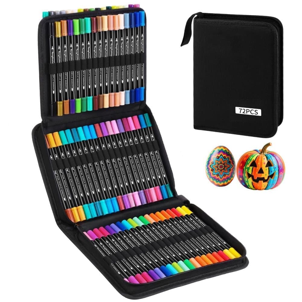 72-Pack Washable Double-Ended Watercolor Pens for Creative Painting, with 144 Tips - Image 1