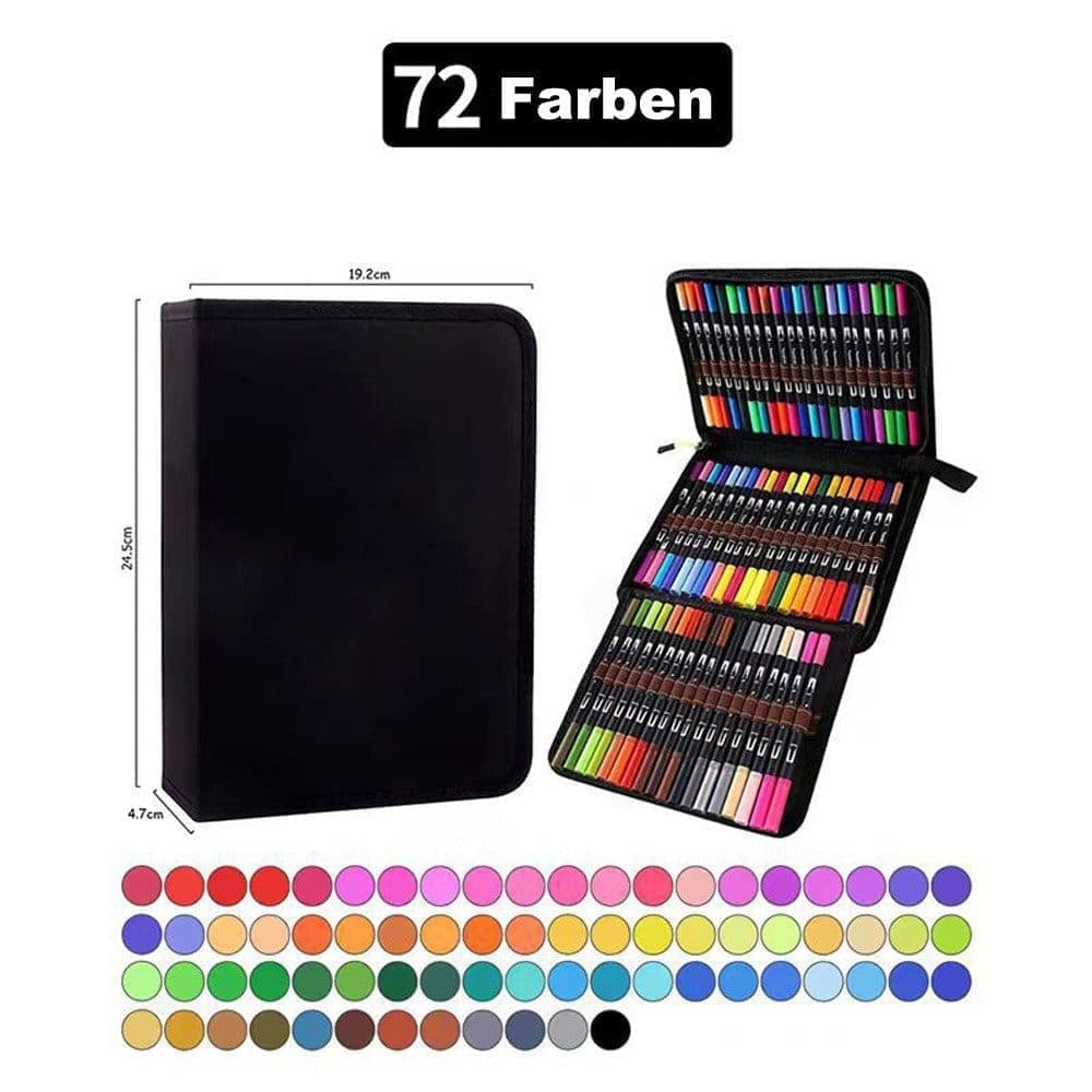 72-Pack Washable Double-Ended Watercolor Pens for Creative Painting, with 144 Tips - Image 2