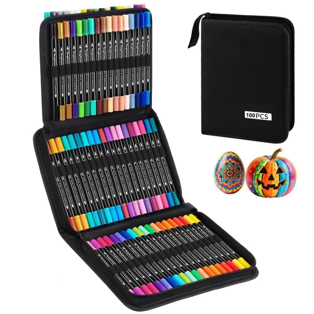 100-Pack Double-Ended Watercolor Pens for Creative Painting, Washable, 100-Pack - Image 1