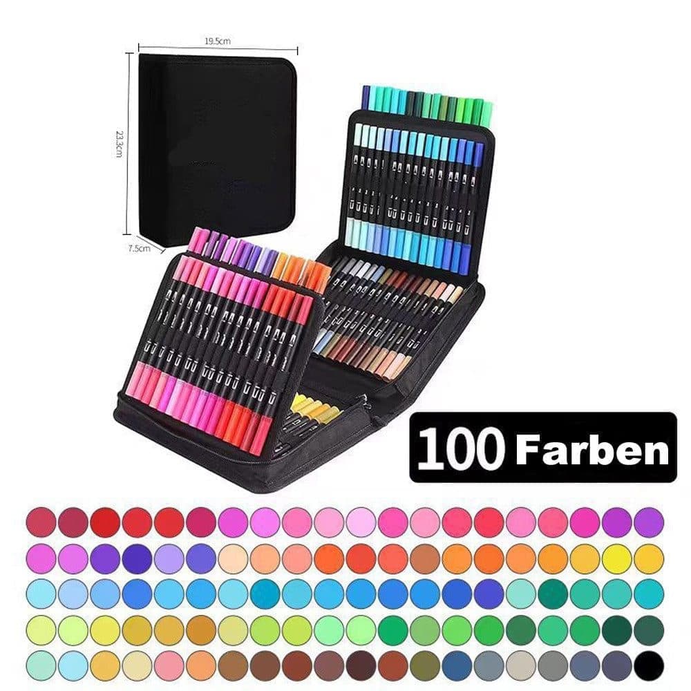 100-Pack Double-Ended Watercolor Pens for Creative Painting, Washable, 100-Pack - Image 2