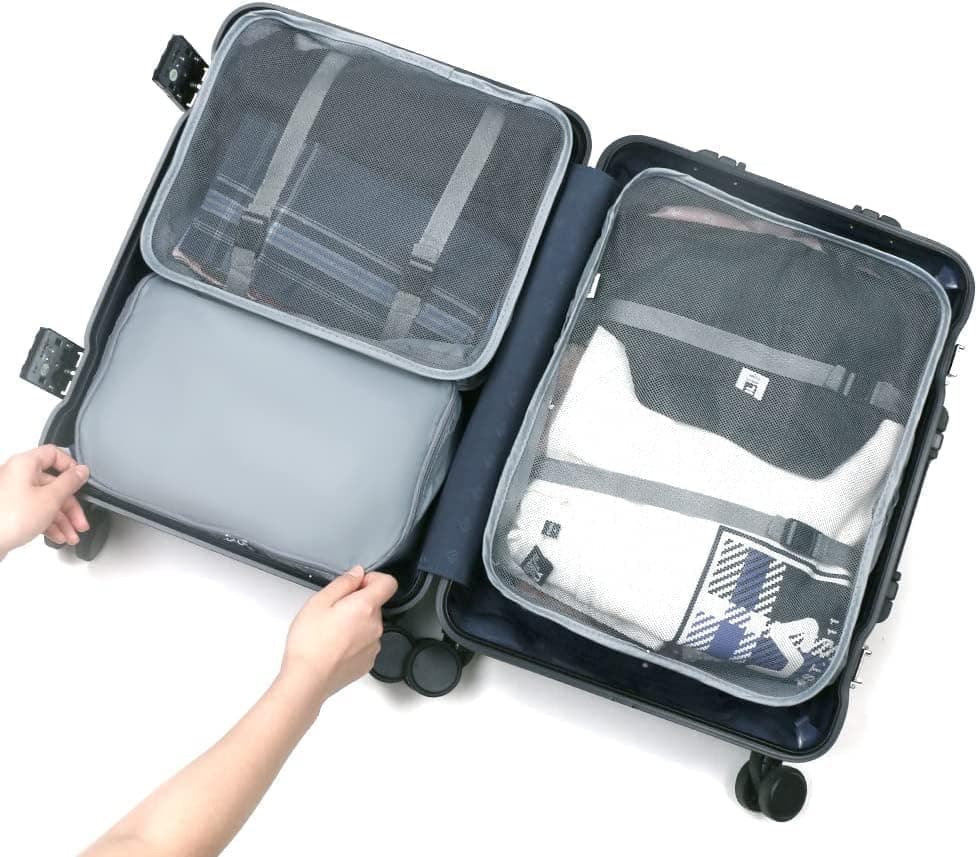 8-Piece Lightweight Water Resistant Travel Organizer for Bags, Gray - Image 7