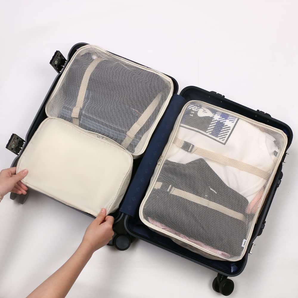 8-Piece Lightweight Water Resistant Travel Organizer for Bags, Beige - Image 7