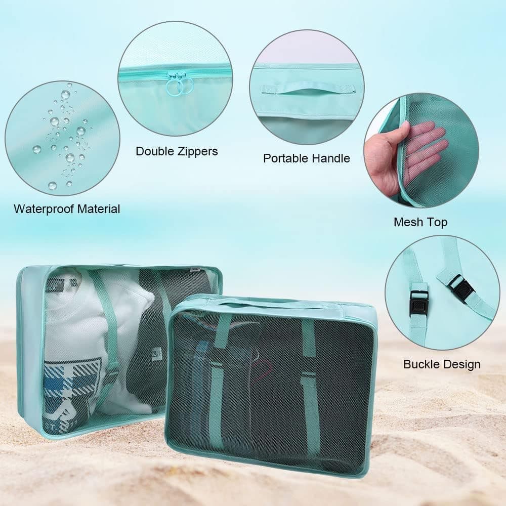 8-Piece Water Resistant Lightweight Travel Organizer for Bags, Blue - Image 5