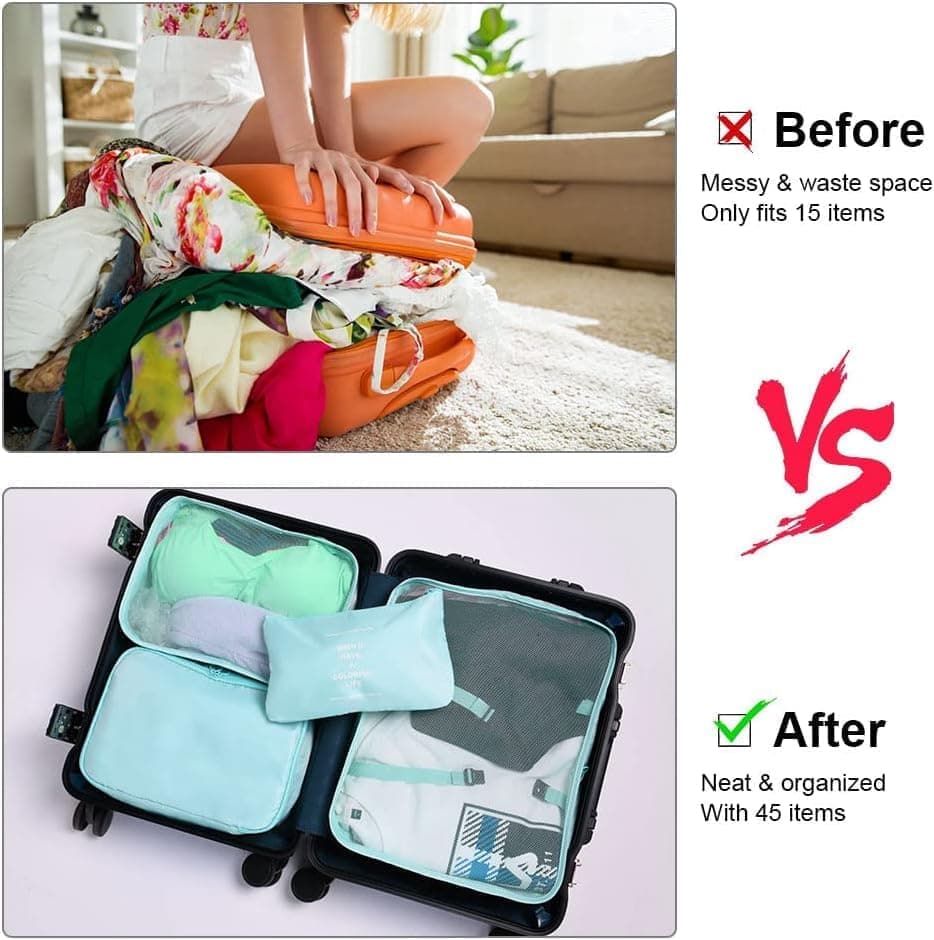 8-Piece Water Resistant Lightweight Travel Organizer for Bags, Blue - Image 6