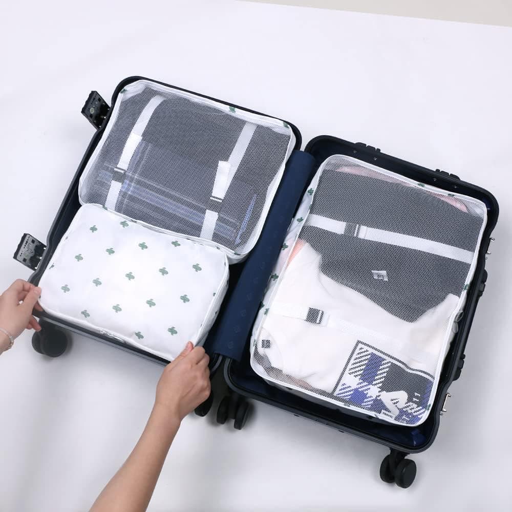 8-Piece Travel Organizer for Bags, Water Resistant Lightweight, White - Image 6