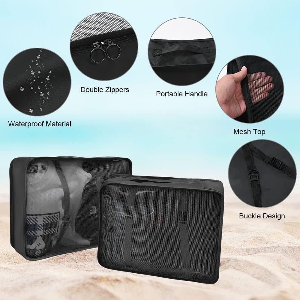 8-Piece Water Resistant Lightweight Travel Organizer for Bags, Black - Image 5