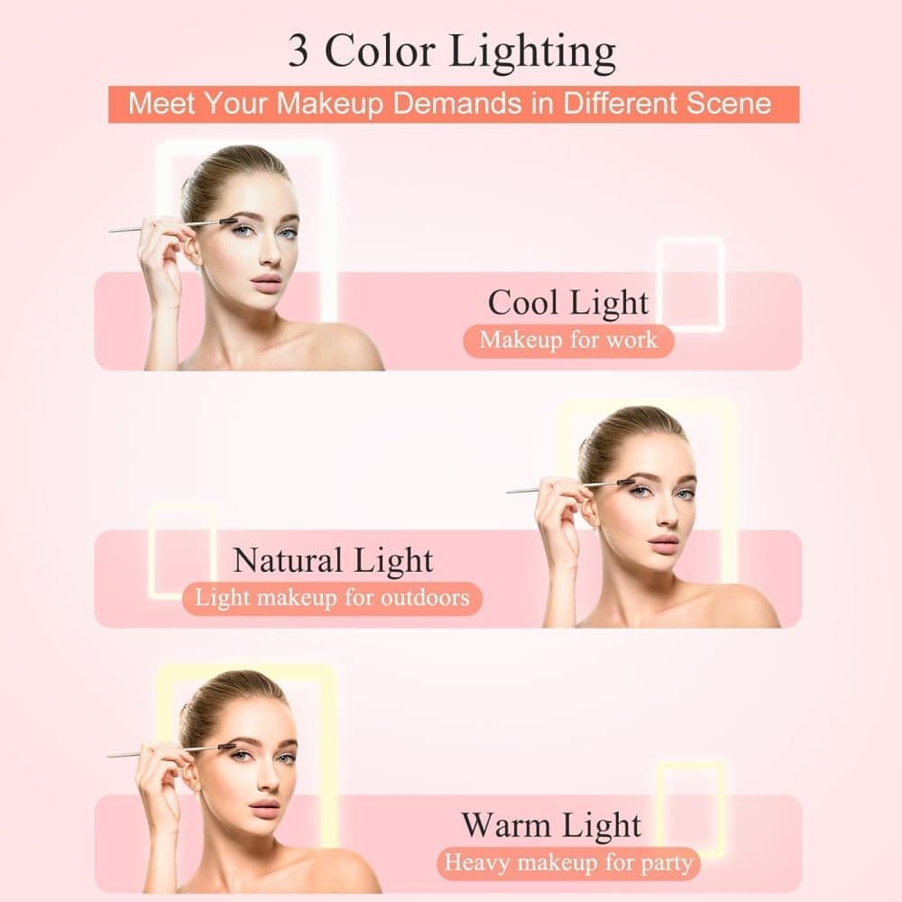Rechargeable Portable Foldable Makeup Mirror with 3 Color Modes Adjustable Lighting - Image 4