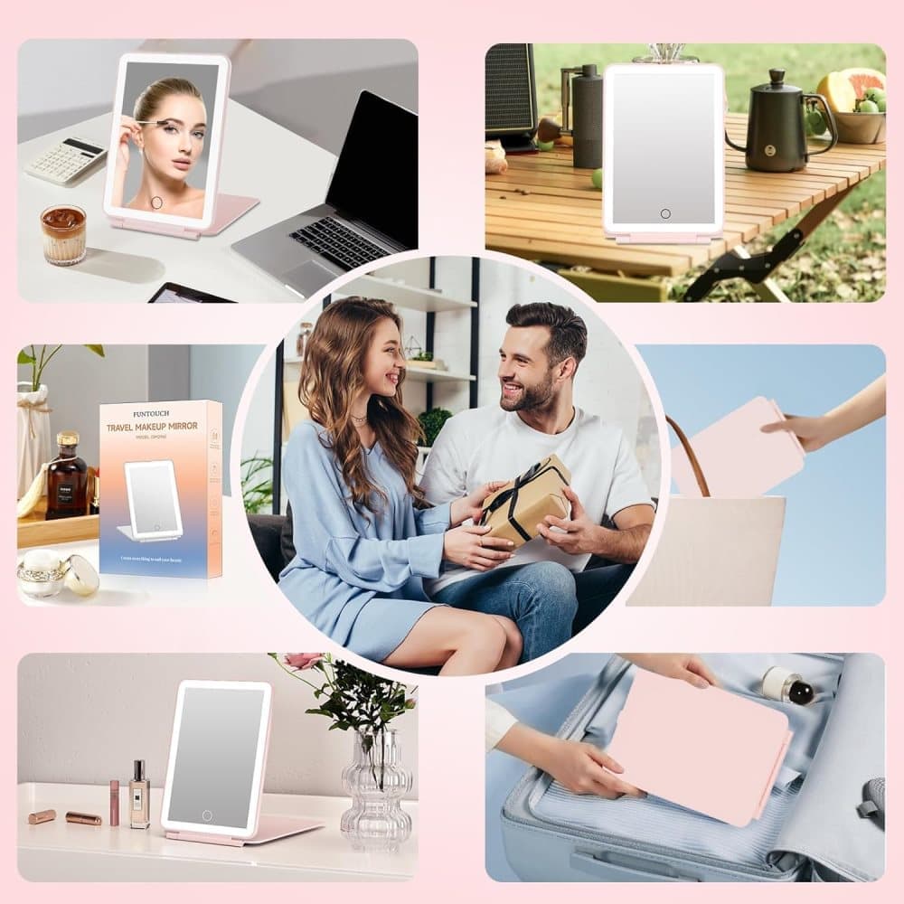 Rechargeable Portable Foldable Makeup Mirror with 3 Color Modes Adjustable Lighting - Image 6