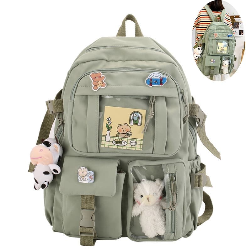 Kids School Backpack with Accessories, Green, 43x31 cm, Compatible with School Essentials - Image 1