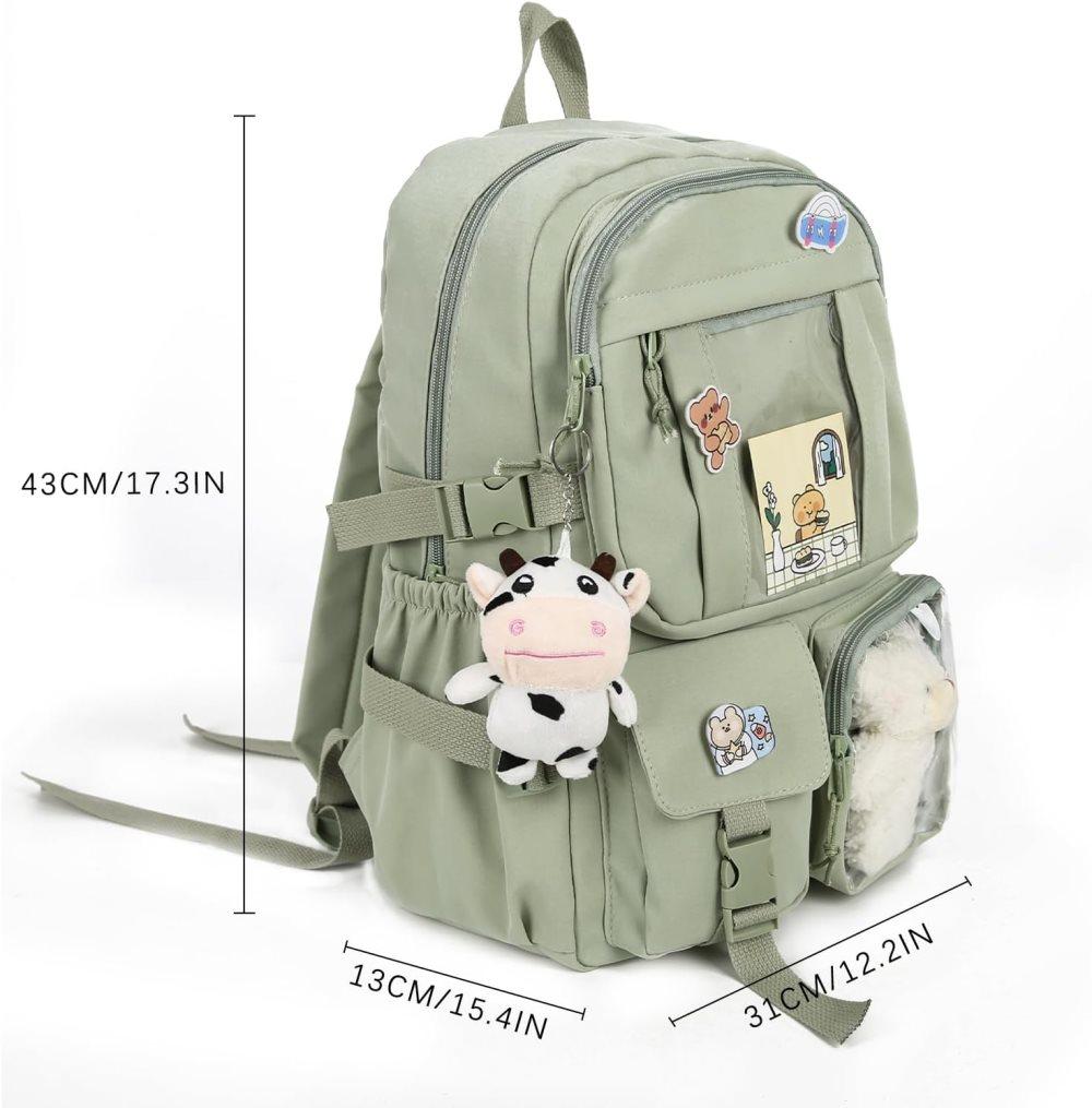 Kids School Backpack with Accessories, Green, 43x31 cm, Compatible with School Essentials - Image 2