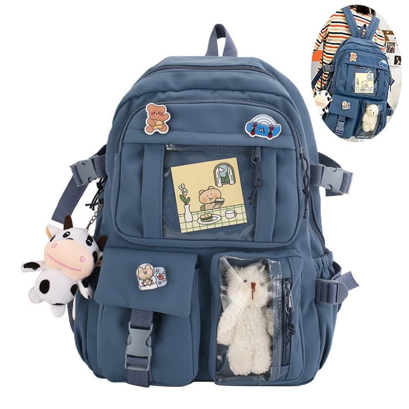 Kids Backpack with Accessories, 43x31 cm, Blue, for Children and Teens - Image 1
