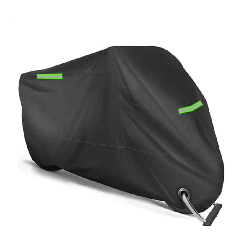 Waterproof Motorcycle and Moped Cover with Reflective Strips, Rain UV Dust Resistant Black, 200x90x100cm - Image 1
