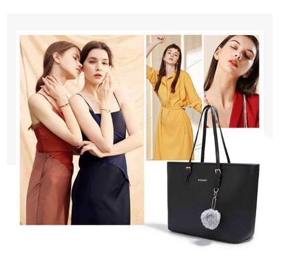 Women's Large Capacity PU Leather Tote Bag, Elegant Shoulder Bag for Work Shopping Party, Black - Image 2