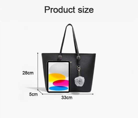 Women's Large Capacity PU Leather Tote Bag, Elegant Shoulder Bag for Work Shopping Party, Black - Image 4