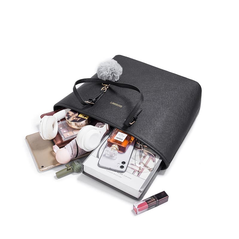 Women's Large Capacity PU Leather Tote Bag, Elegant Shoulder Bag for Work Shopping Party, Black - Image 5