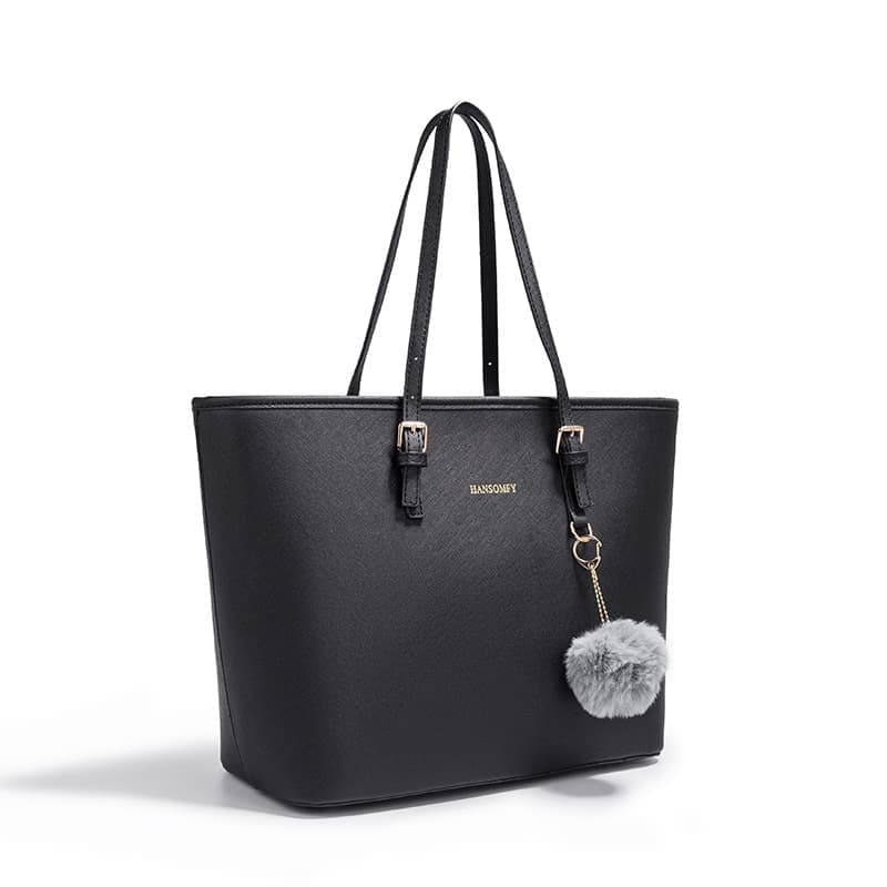 Women's Large Capacity PU Leather Tote Bag, Elegant Shoulder Bag for Work Shopping Party, Black - Image 6