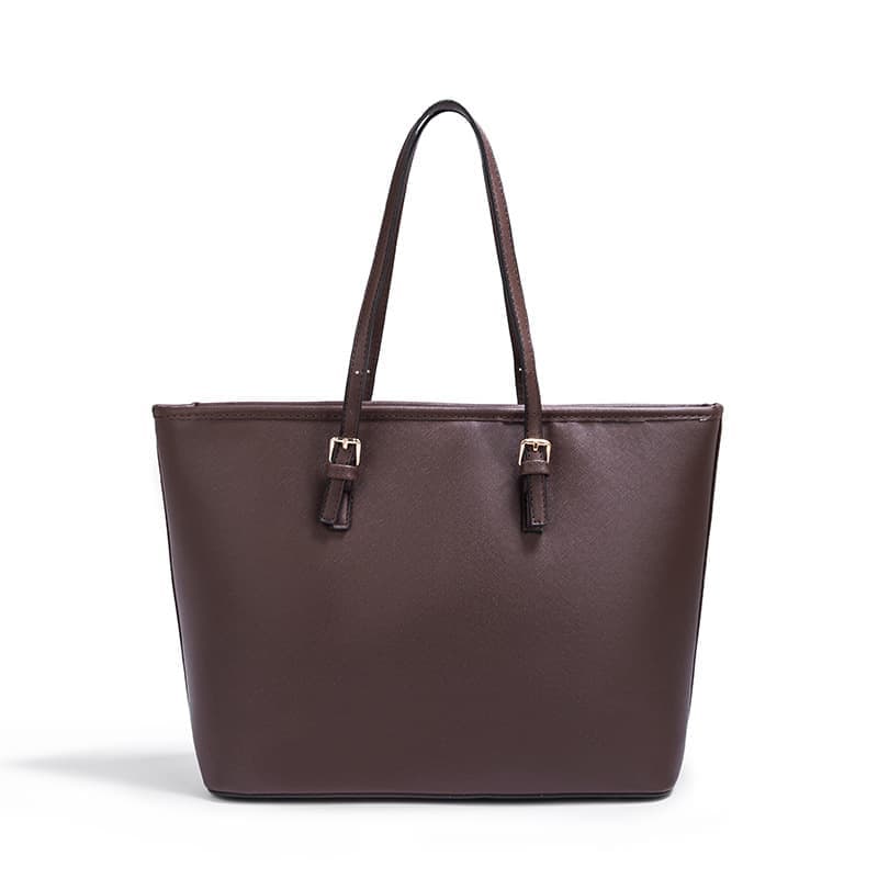 Women's Large Capacity PU Leather Tote Shoulder Bag for Work Shopping Party, Dark Brown - Image 4