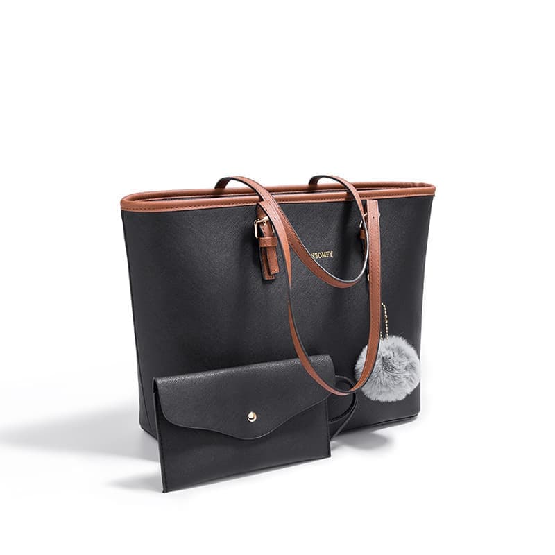 Women's Large Capacity PU Leather Tote Shoulder Bag for Work Shopping Party, Light Brown - Image 1