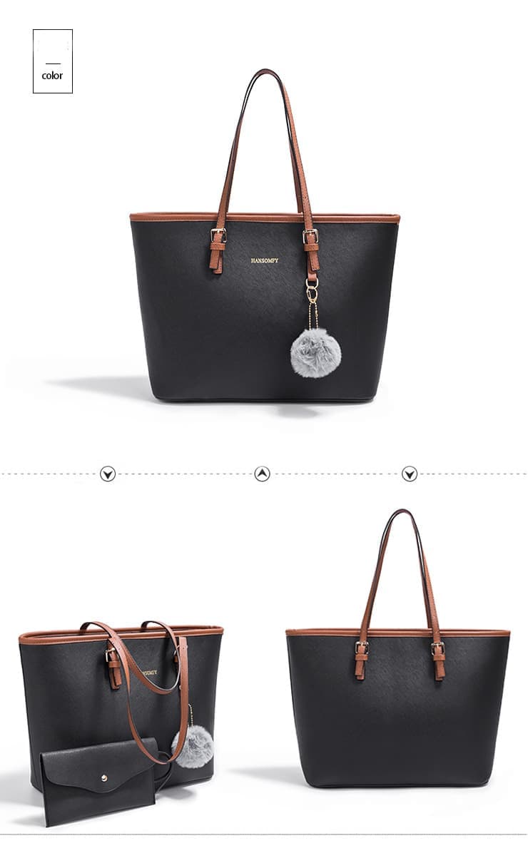 Women's Large Capacity PU Leather Tote Shoulder Bag for Work Shopping Party, Light Brown - Image 2