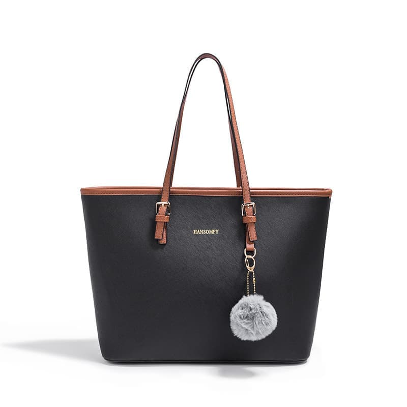 Women's Large Capacity PU Leather Tote Shoulder Bag for Work Shopping Party, Light Brown - Image 3