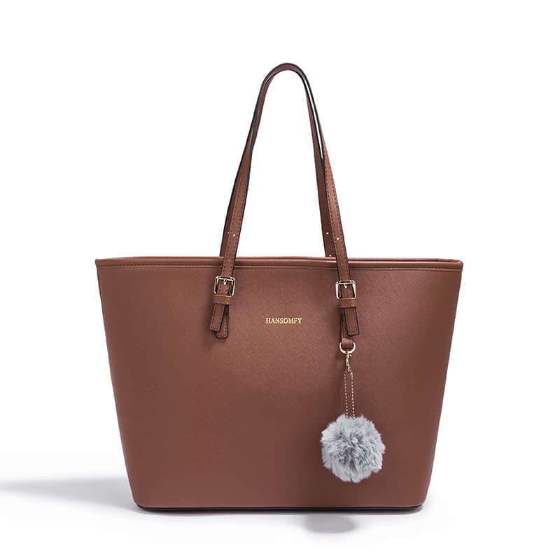 Brown Large Capacity PU Leather Tote Bag for Women, Elegant Shoulder Bag for Work Shopping Party - Image 3