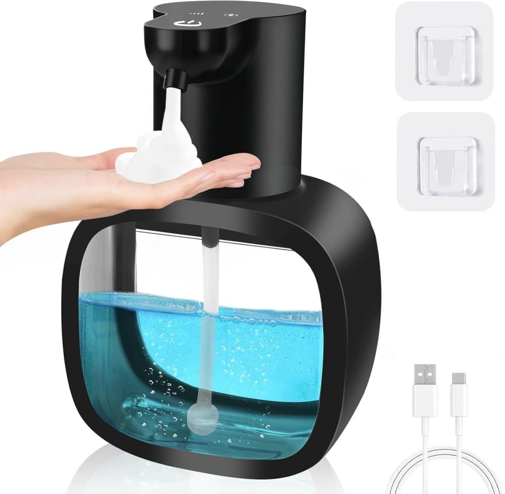 500ml Touchless Automatic Soap Dispenser with USB-C Charging, compatible with Liquid Soap, Black - Image 1