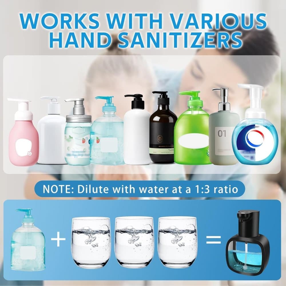 500ml Touchless Automatic Soap Dispenser with USB-C Charging, compatible with Liquid Soap, Black - Image 4