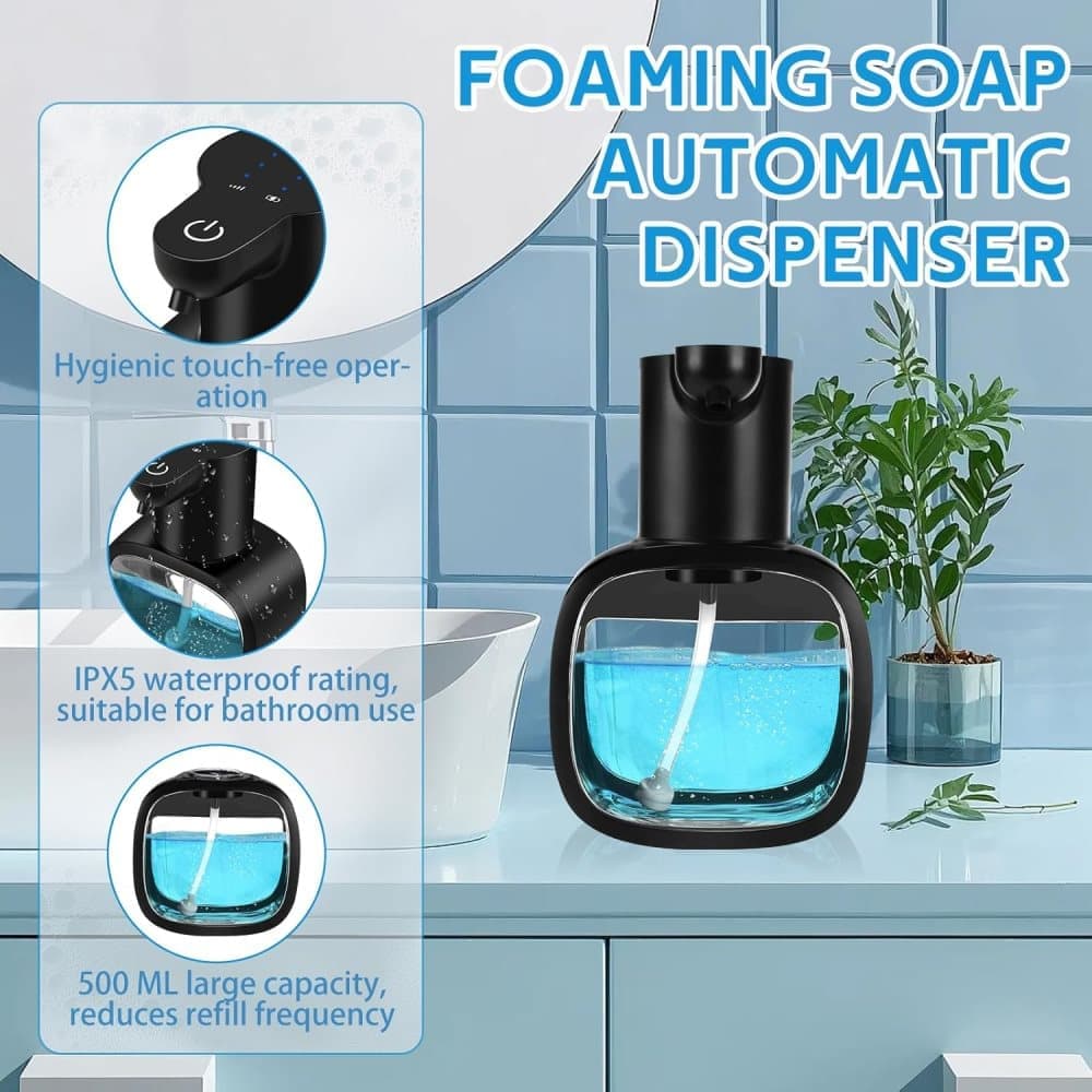 500ml Touchless Automatic Soap Dispenser with USB-C Charging, compatible with Liquid Soap, Black - Image 5