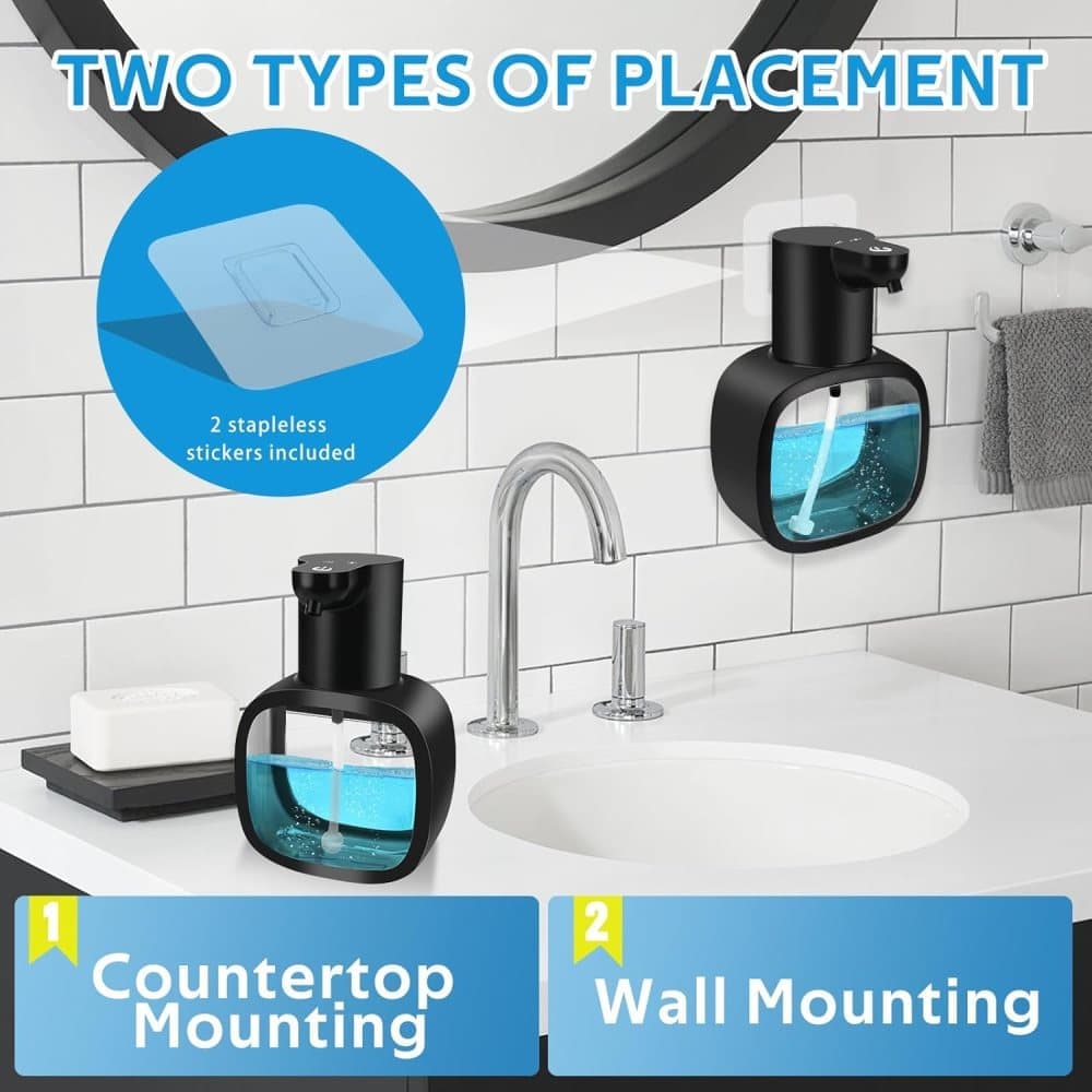 500ml Touchless Automatic Soap Dispenser with USB-C Charging, compatible with Liquid Soap, Black - Image 6