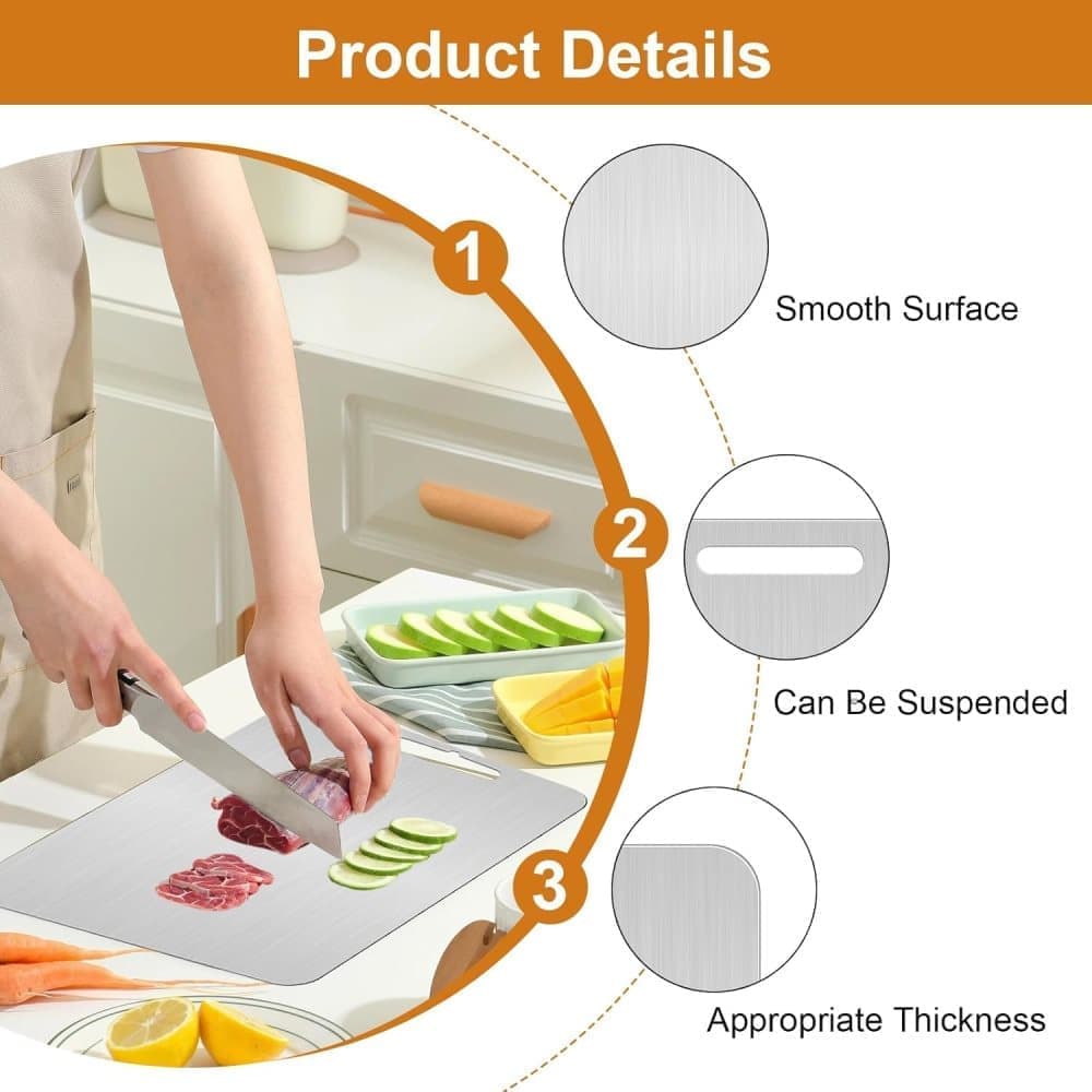 Titanium Double-Sided Cutting Board BPA-Free, 34x23 cm - Image 3