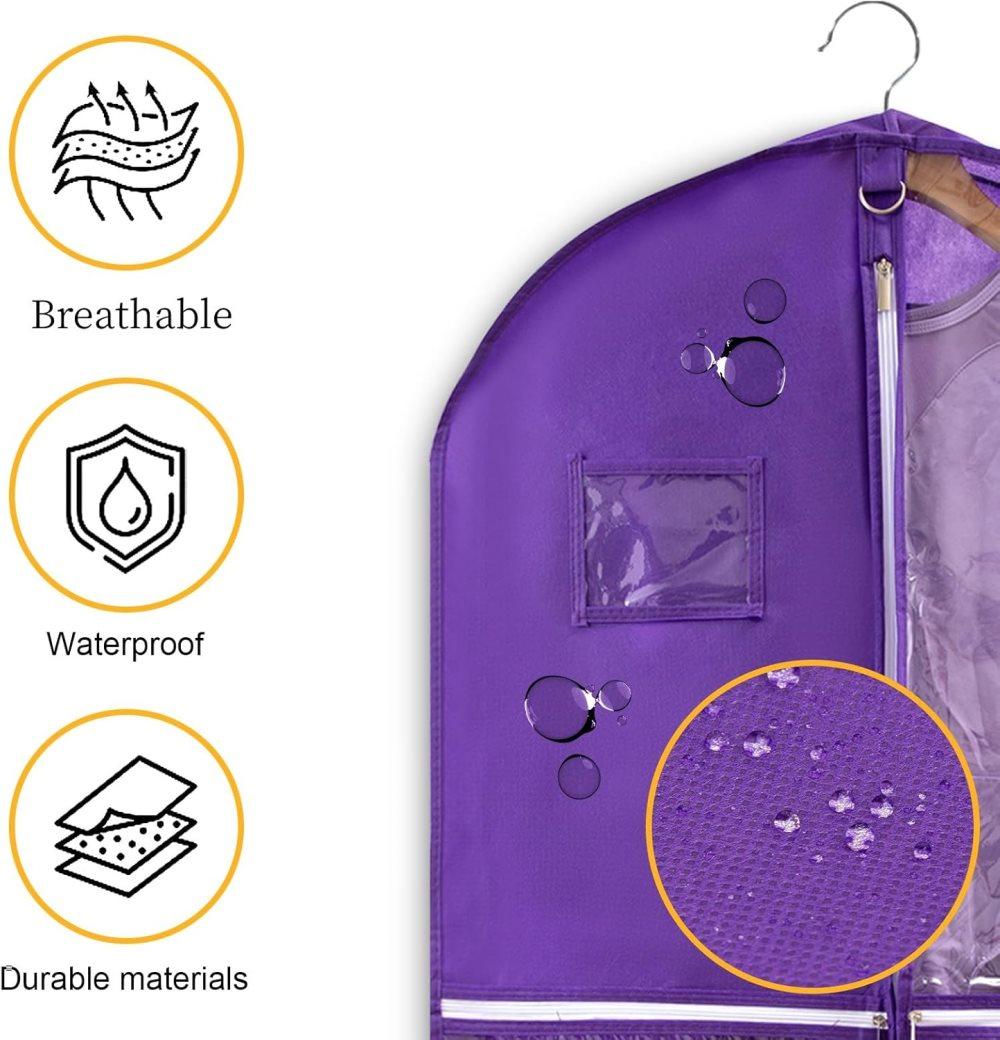 1 Foldable Garment Bag with 5 Pockets, 110x60 cm, Purple - Image 4