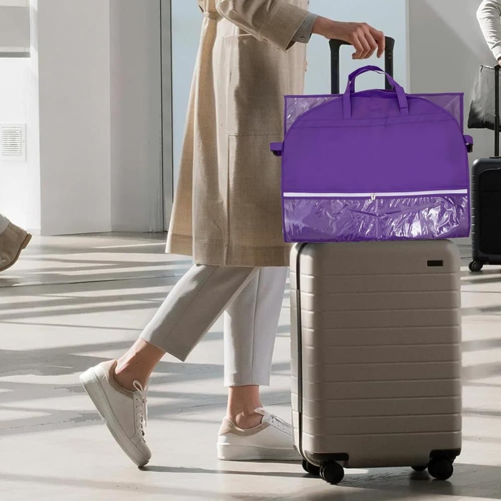 1 Foldable Garment Bag with 5 Pockets, 110x60 cm, Purple - Image 7