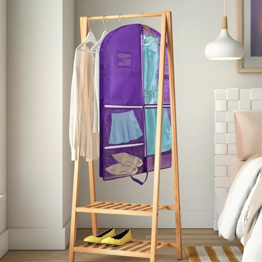 1 Foldable Garment Bag with 5 Pockets, 110x60 cm, Purple - Image 8