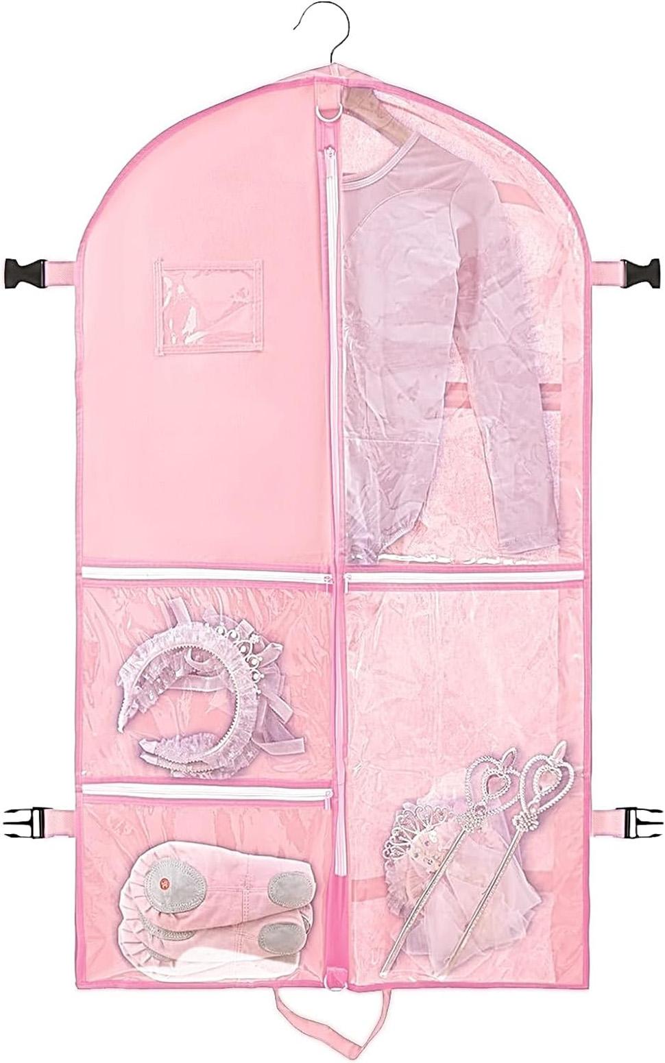 Foldable Garment Bag with 5 Pockets, Pink, 110x60 cm - Image 1