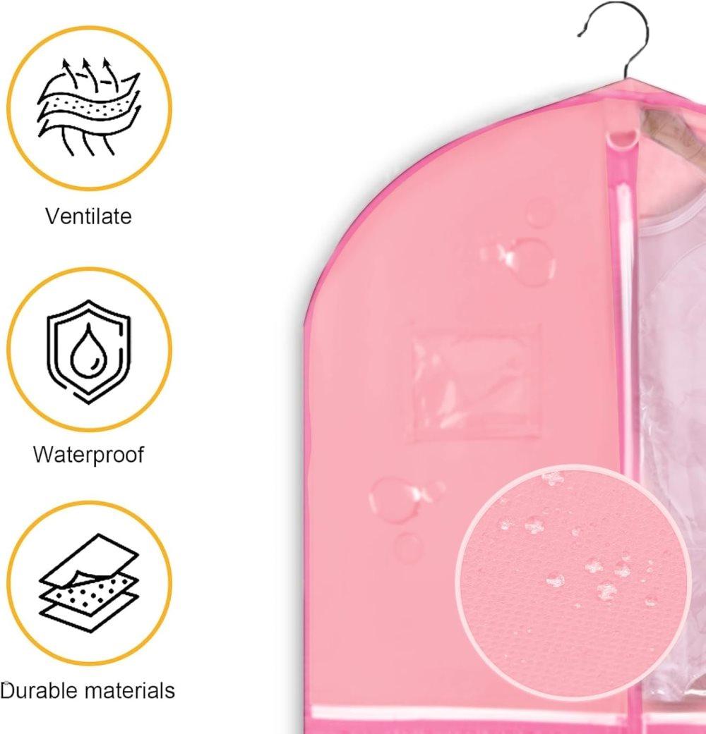 Foldable Garment Bag with 5 Pockets, Pink, 110x60 cm - Image 4