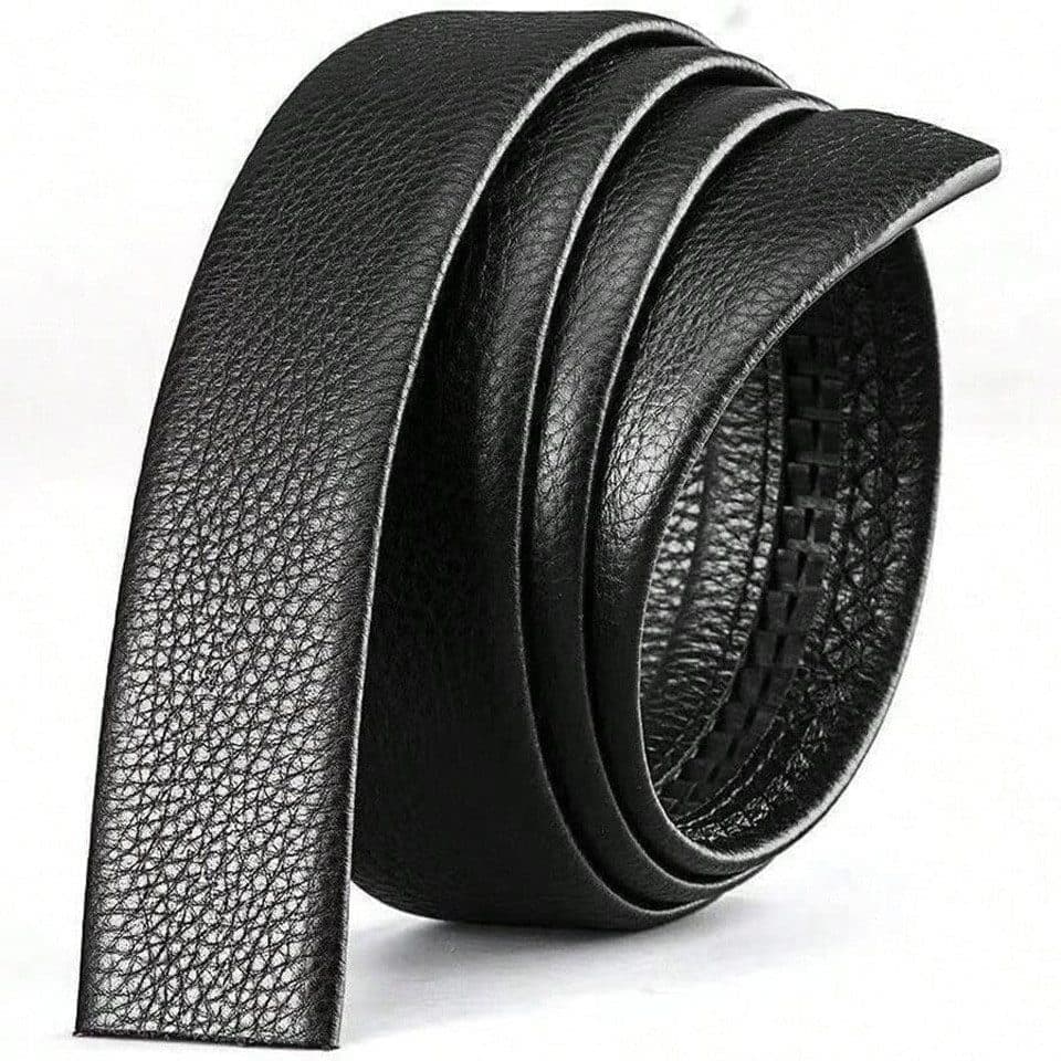Men's Adjustable Leather Belt Automatic Latching for Business and Everyday Use, Silver - Image 2
