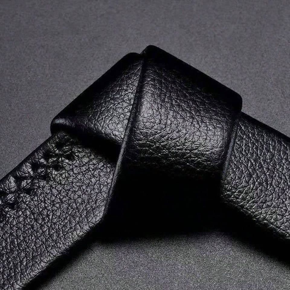 Men's Adjustable Leather Belt Automatic Latching for Business and Everyday Use, Silver - Image 3