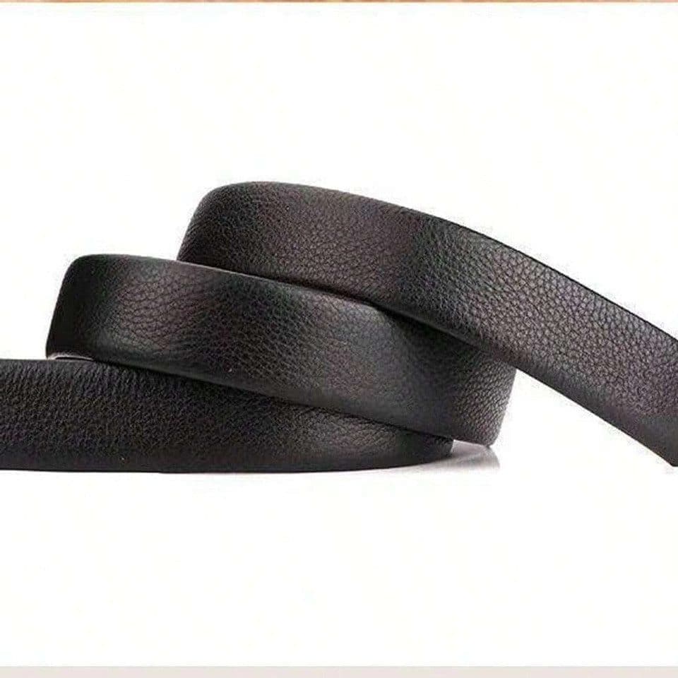 Men's Adjustable Leather Belt Automatic Latching for Business and Everyday Use, Silver - Image 6