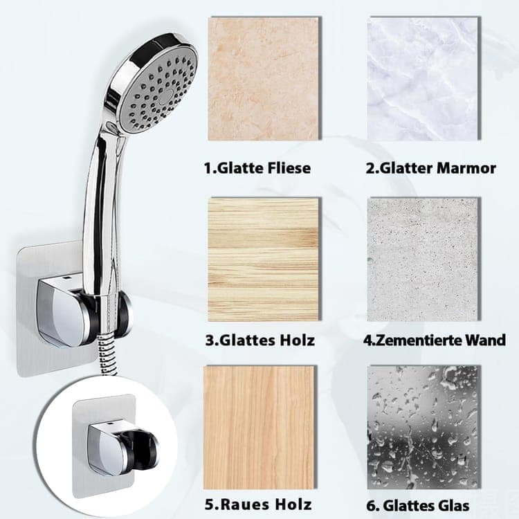Adjustable self-adhesive shower holder no drilling wall bracket for handheld shower, easy bathroom installation - Image 5