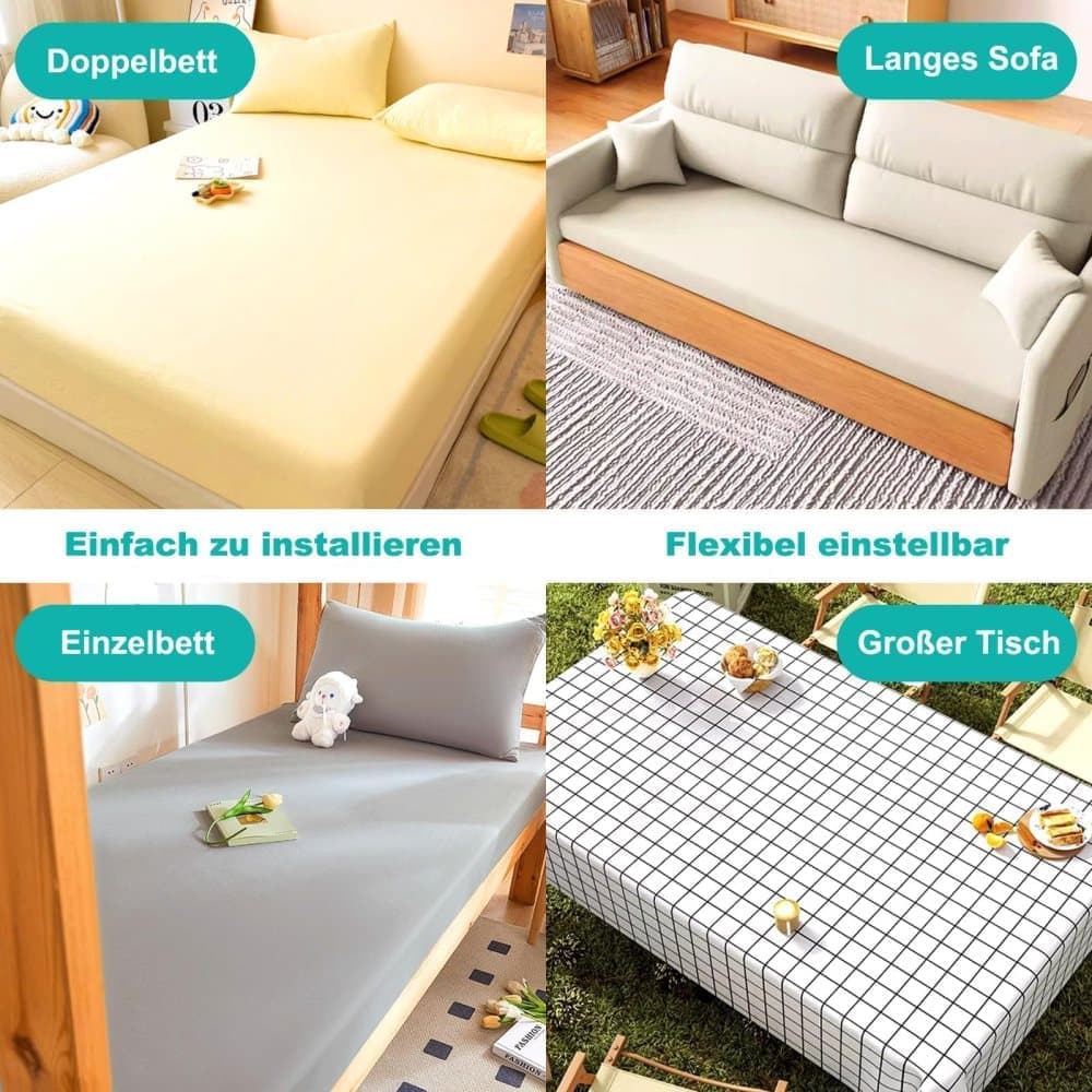 Adjustable Sheet Holders with Elastic Bands and Metal Clips for Securing Sheets Mattress Covers or Sofa Covers, White - Image 6
