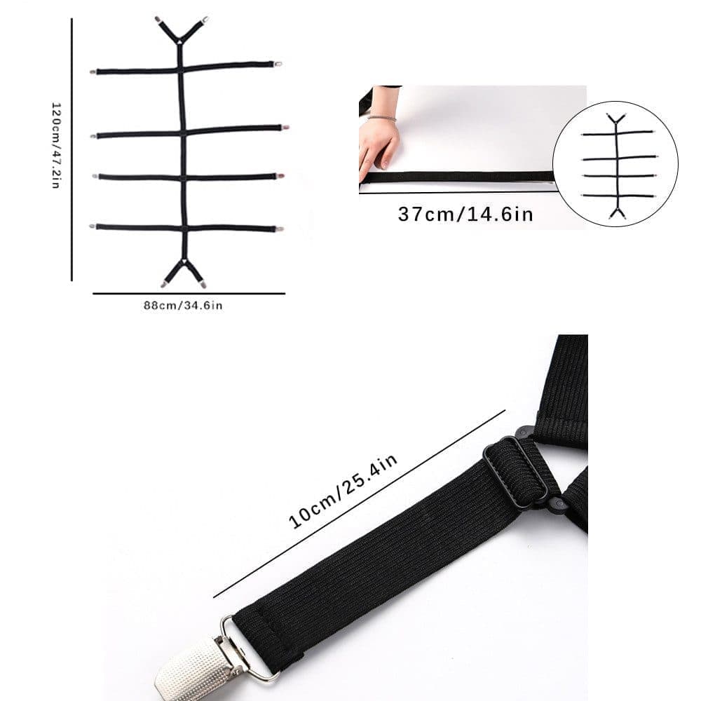 Adjustable Sheet Holders with Elastic Bands and Metal Clips for Securing Sheets Mattress Covers or Sofa Covers, White - Image 8