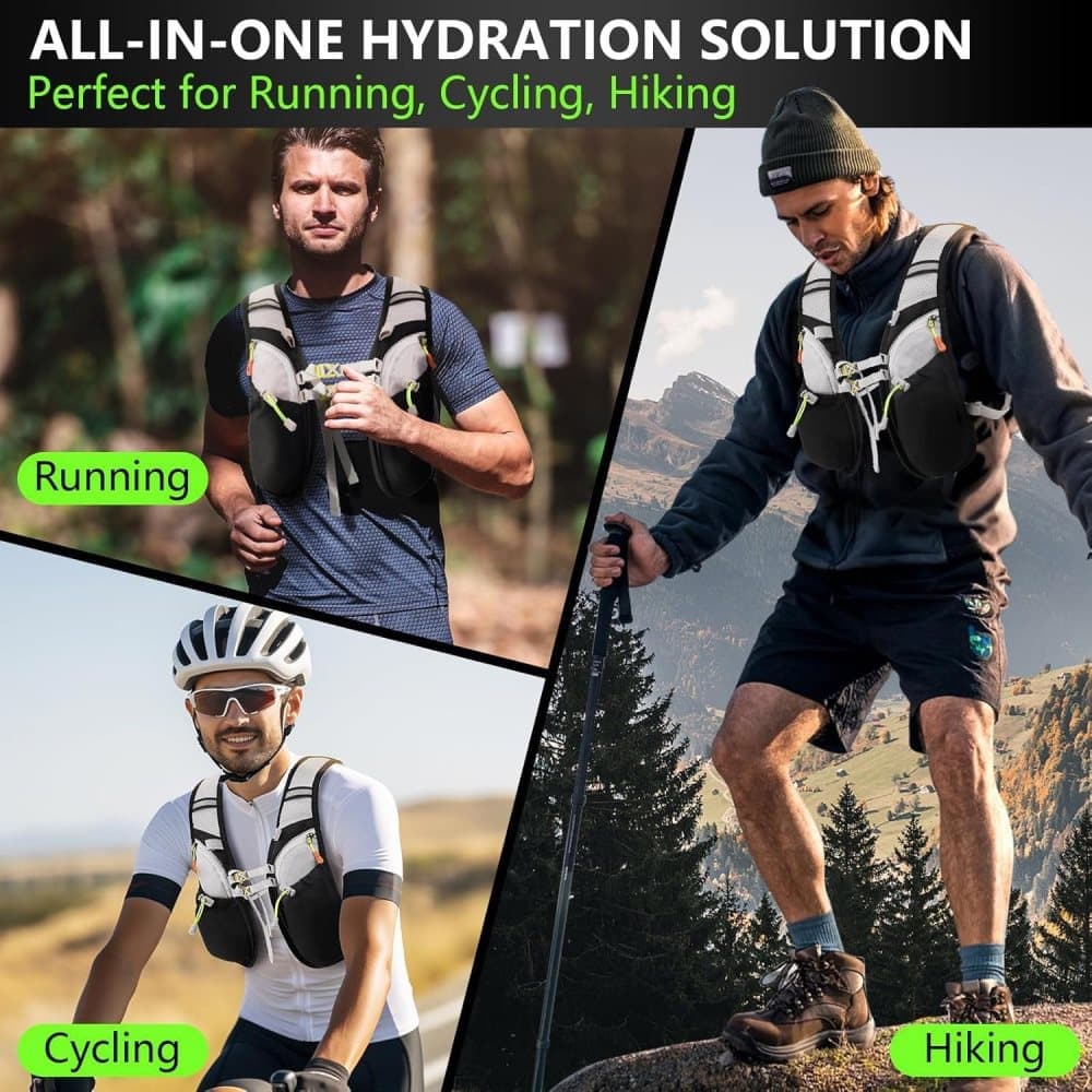 Reflective vest with hydration bladder, unisex adjustable breathable for running cycling marathons - Image 6