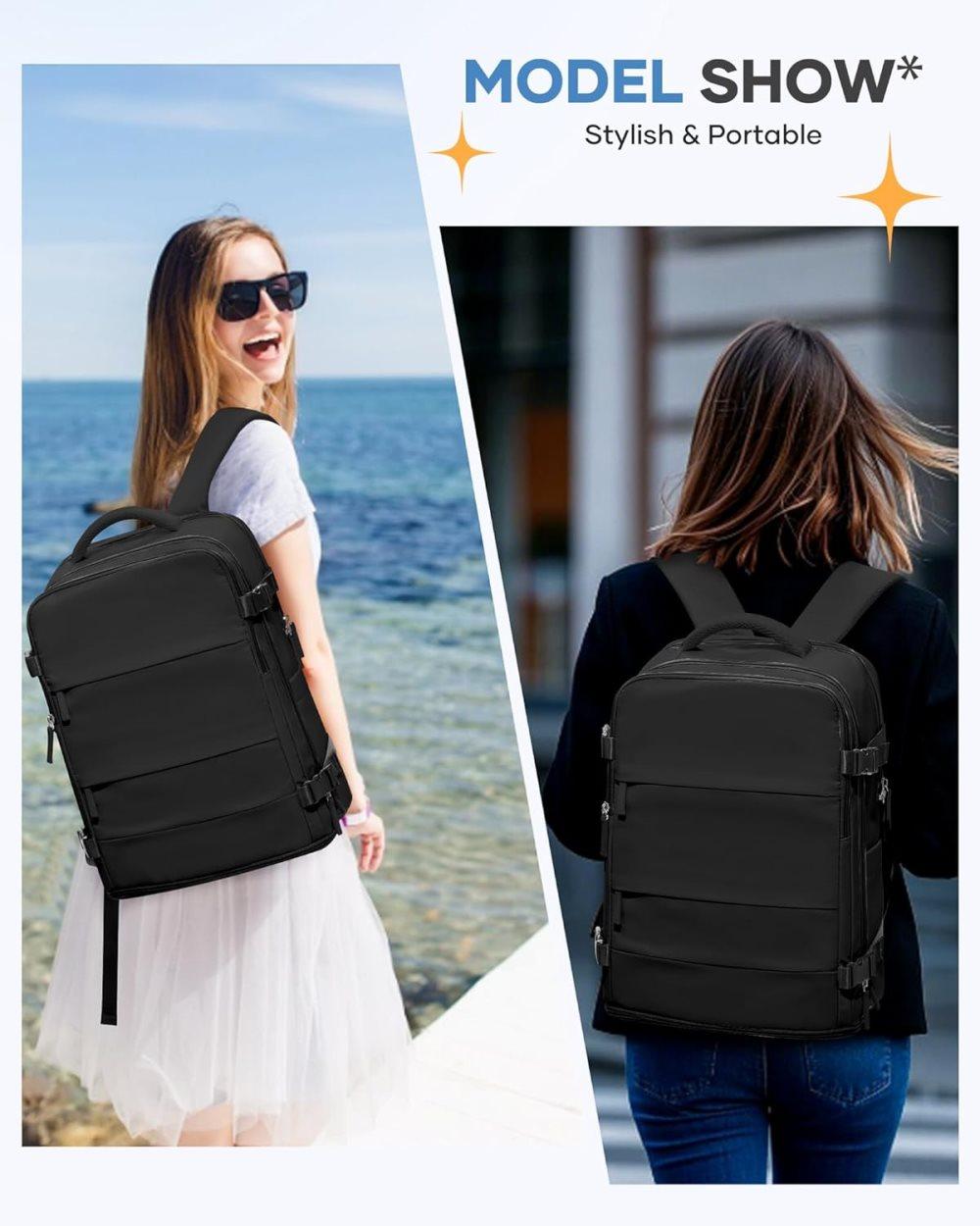Travel Backpack 42 x 30 x 20 cm, Black, Cabin Bag with Dry and Wet Sorting - Image 3