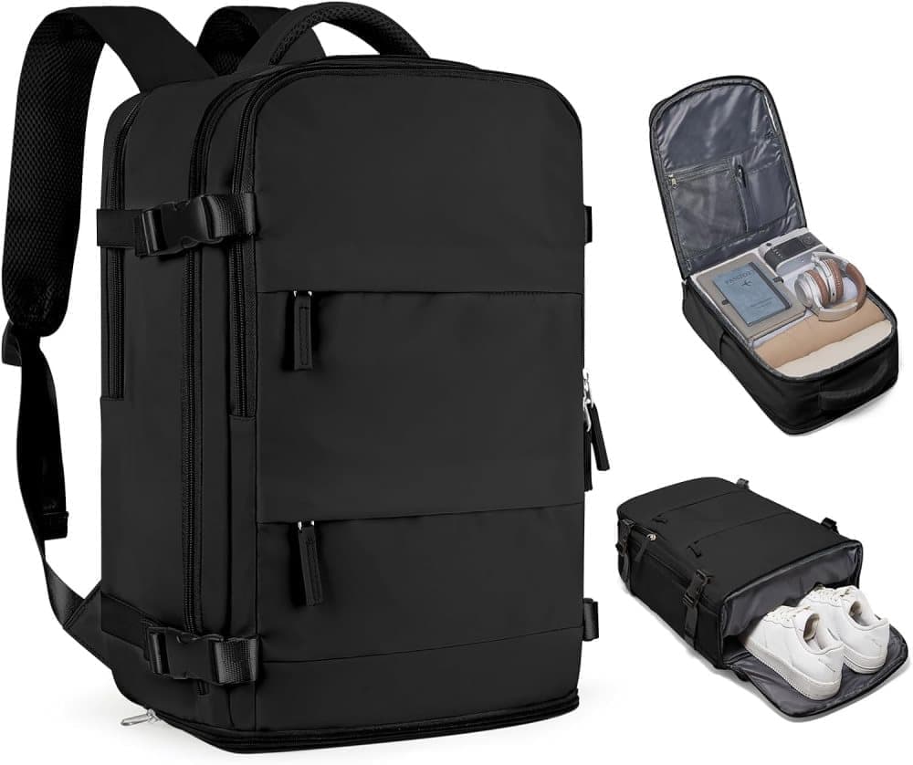 Travel Backpack 42 x 30 x 20 cm, Black, Cabin Bag with Dry and Wet Sorting - Image 4