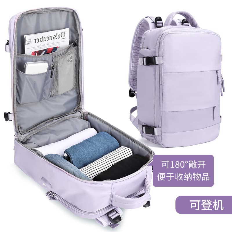 Purple Travel Backpack Cabin Bag with Dry Wet Sorting, 42 x 30 x 20 cm - Image 5