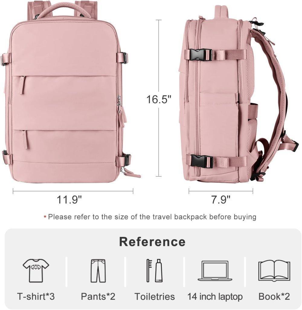 40L Travel Backpack Cabin Bag, Dry Wet Sorting, with Luggage Strap, 42 x 30 x 20 cm, Beige - Image 2