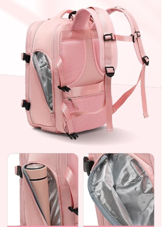 40L Travel Backpack Cabin Bag, Dry Wet Sorting, with Luggage Strap, 42 x 30 x 20 cm, Beige - Image 7